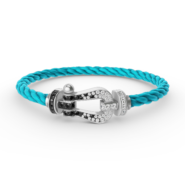 [Am jewelry]FORCE LARGE HORSESHOE BLACK WHITE DIAMOND BRACELET SILVER