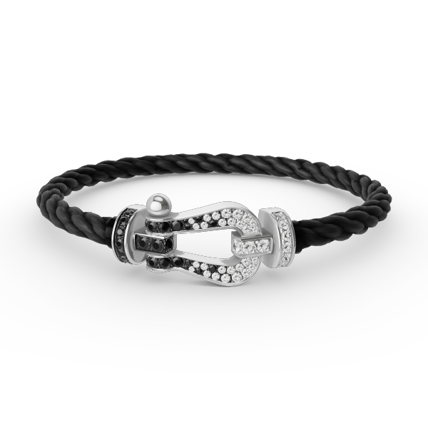 [Am jewelry]FORCE LARGE HORSESHOE BLACK WHITE DIAMOND BRACELET SILVER