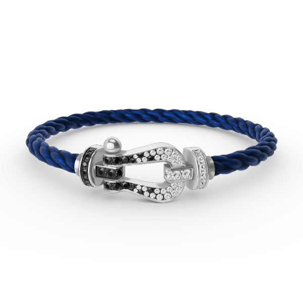 [Am jewelry]FORCE LARGE HORSESHOE BLACK WHITE DIAMOND BRACELET SILVER