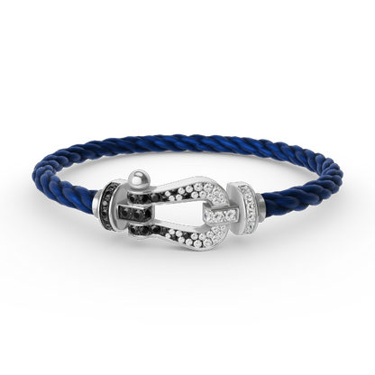 [Am jewelry]FORCE LARGE HORSESHOE BLACK WHITE DIAMOND BRACELET SILVER