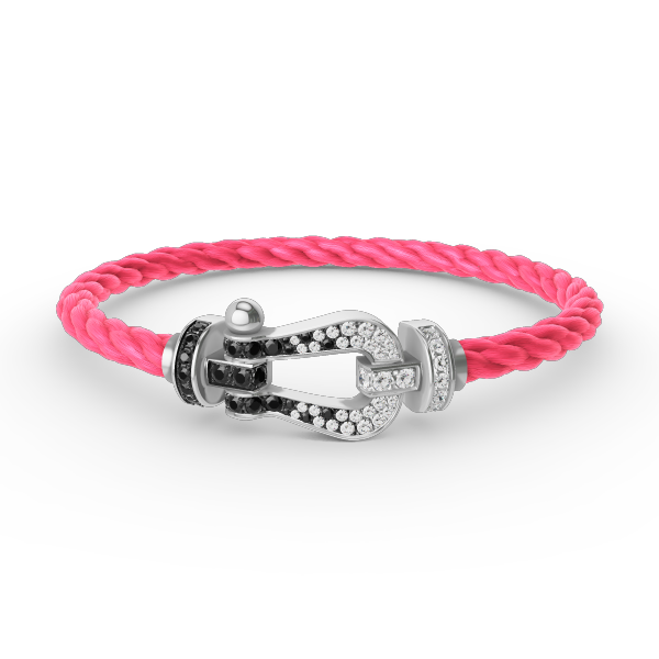 [Am jewelry]FORCE LARGE HORSESHOE BLACK WHITE DIAMOND BRACELET SILVER