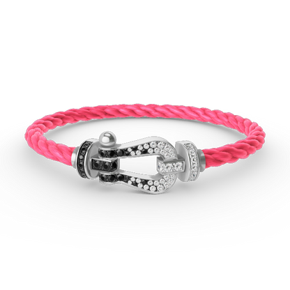 [Am jewelry]FORCE LARGE HORSESHOE BLACK WHITE DIAMOND BRACELET SILVER
