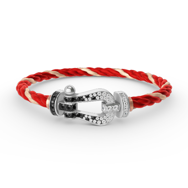 [Am jewelry]FORCE LARGE HORSESHOE BLACK WHITE DIAMOND BRACELET SILVER