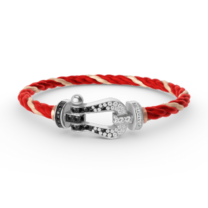 [Am jewelry]FORCE LARGE HORSESHOE BLACK WHITE DIAMOND BRACELET SILVER
