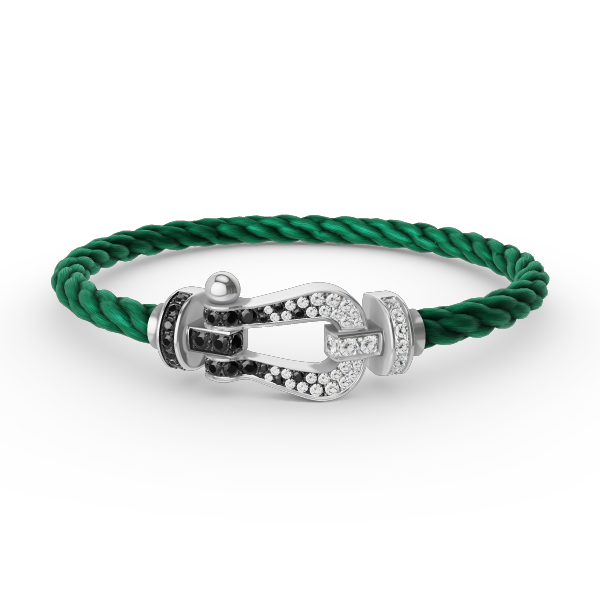 [Am jewelry]FORCE LARGE HORSESHOE BLACK WHITE DIAMOND BRACELET SILVER
