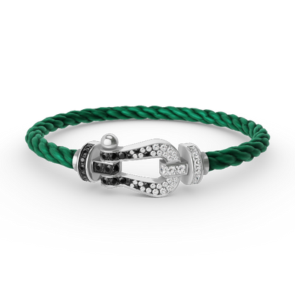 [Am jewelry]FORCE LARGE HORSESHOE BLACK WHITE DIAMOND BRACELET SILVER