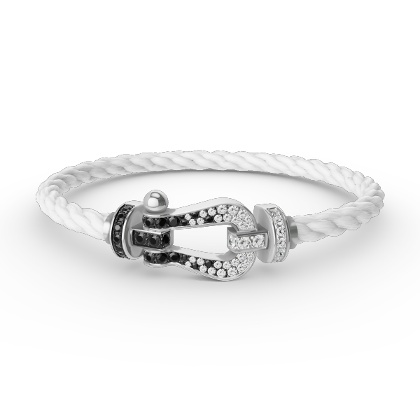 [Am jewelry]FORCE LARGE HORSESHOE BLACK WHITE DIAMOND BRACELET SILVER