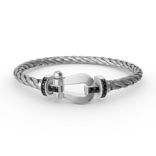 [Am jewelry]FORCE LARGE HORSESHOE BLACK DIAMOND BRACELET SILVER