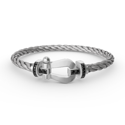 [Am jewelry]FORCE LARGE HORSESHOE BLACK DIAMOND BRACELET SILVER