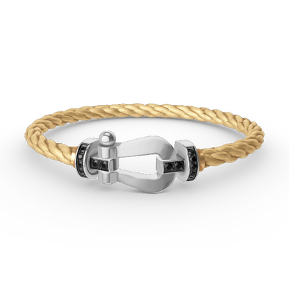 [Am jewelry]FORCE LARGE HORSESHOE BLACK DIAMOND BRACELET SILVER