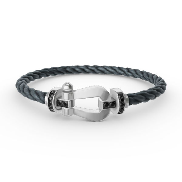 [Am jewelry]FORCE LARGE HORSESHOE BLACK DIAMOND BRACELET SILVER