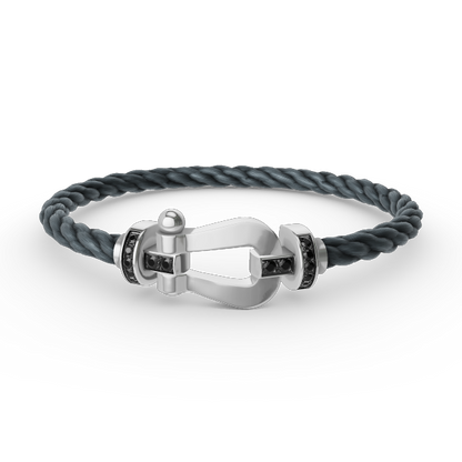 [Am jewelry]FORCE LARGE HORSESHOE BLACK DIAMOND BRACELET SILVER