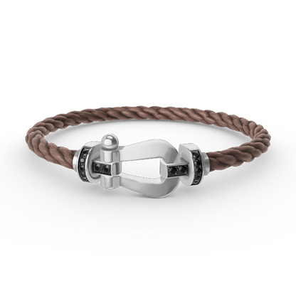 [Am jewelry]FORCE LARGE HORSESHOE BLACK DIAMOND BRACELET SILVER