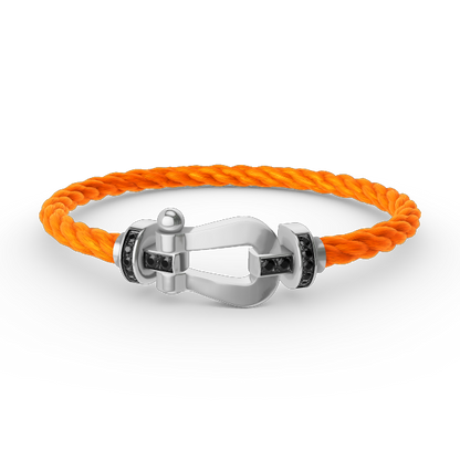 [Am jewelry]FORCE LARGE HORSESHOE BLACK DIAMOND BRACELET SILVER