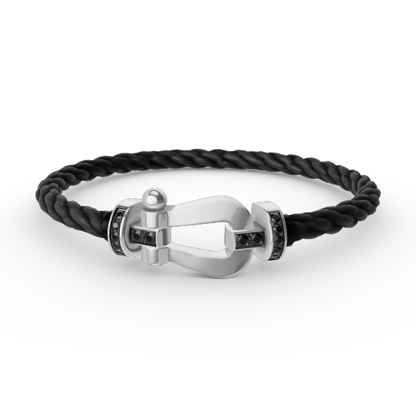 [Am jewelry]FORCE LARGE HORSESHOE BLACK DIAMOND BRACELET SILVER