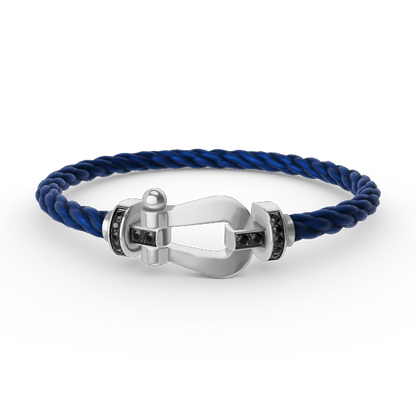 [Am jewelry]FORCE LARGE HORSESHOE BLACK DIAMOND BRACELET SILVER