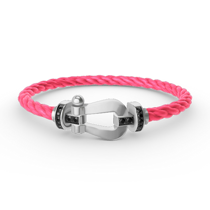 [Am jewelry]FORCE LARGE HORSESHOE BLACK DIAMOND BRACELET SILVER
