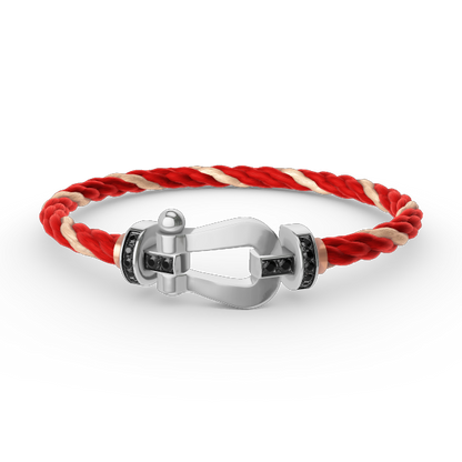 [Am jewelry]FORCE LARGE HORSESHOE BLACK DIAMOND BRACELET SILVER