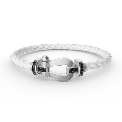 [Am jewelry]FORCE LARGE HORSESHOE BLACK DIAMOND BRACELET SILVER