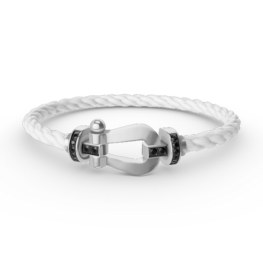 [Am jewelry]FORCE LARGE HORSESHOE BLACK DIAMOND BRACELET SILVER