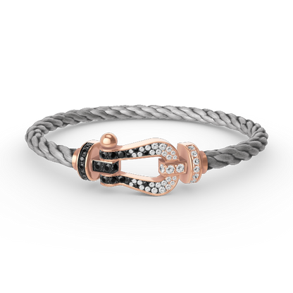 [Am jewelry]FORCE LARGE HORSESHOE BLACK WHITE DIAMOND BRACELET ROSE GOLD