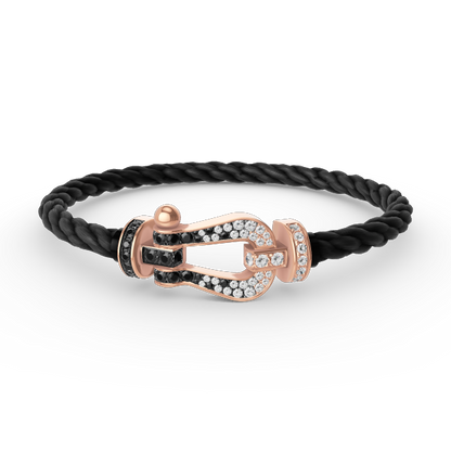 [Am jewelry]FORCE LARGE HORSESHOE BLACK WHITE DIAMOND BRACELET ROSE GOLD