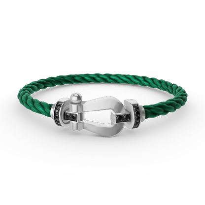 [Am jewelry]FORCE LARGE HORSESHOE BLACK DIAMOND BRACELET SILVER