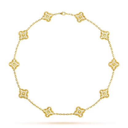 [Am jewelry]CLOVER 10 MOTIFS DIAMOND NECKLACE
