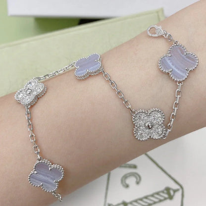 [Am jewelry] CLOVER 5 MOTIF PURPLE CHALCEDONY BRACELET COLLECTION