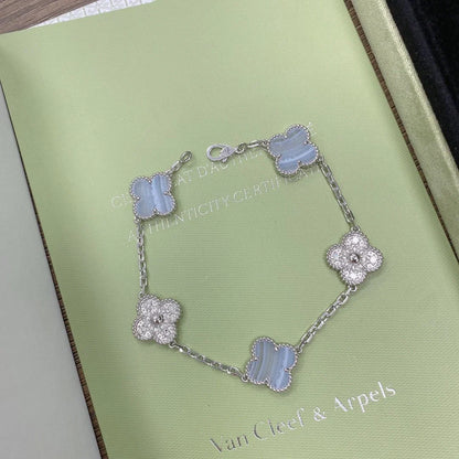 [Am jewelry] CLOVER 5 MOTIF PURPLE CHALCEDONY BRACELET COLLECTION