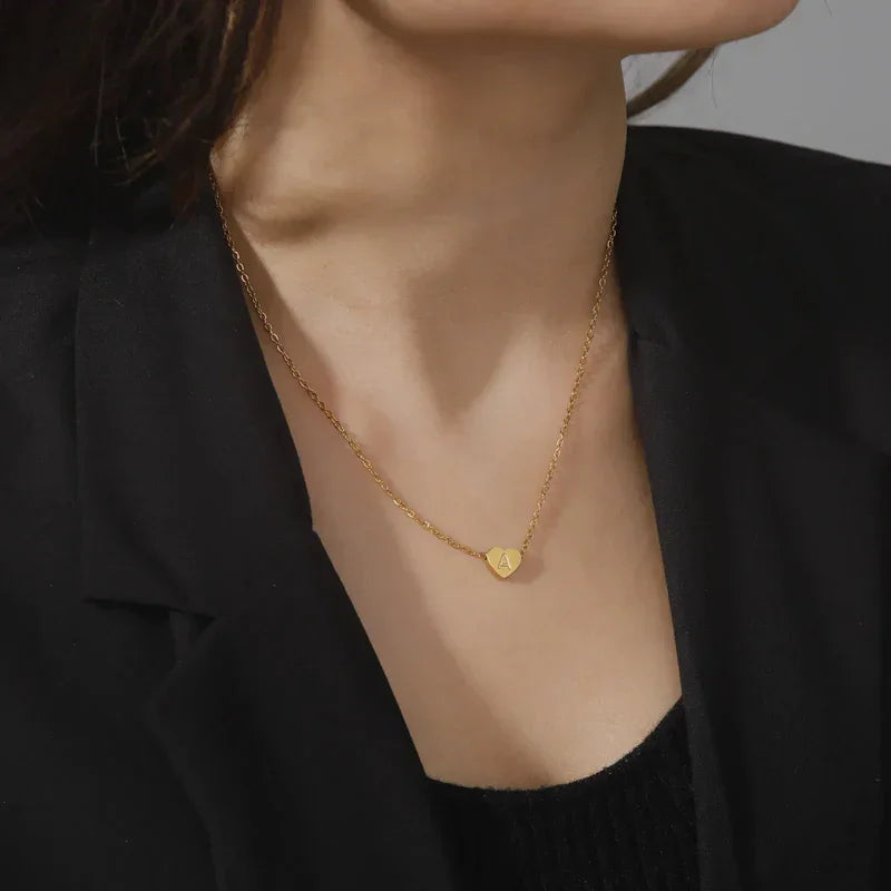 [AM Jewels]Heart Initial Gold Necklace