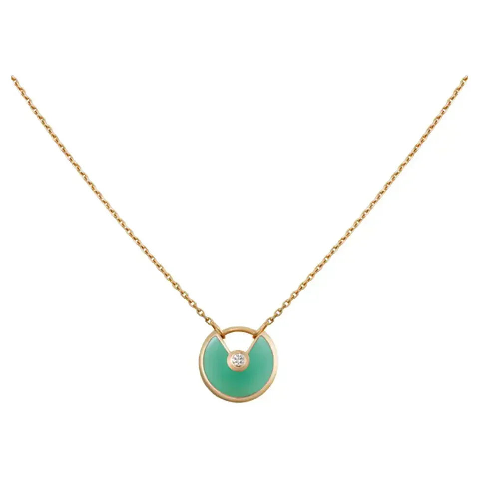 [Am jewelry]AMULETTE GOLD MALACHITE NECKLACE