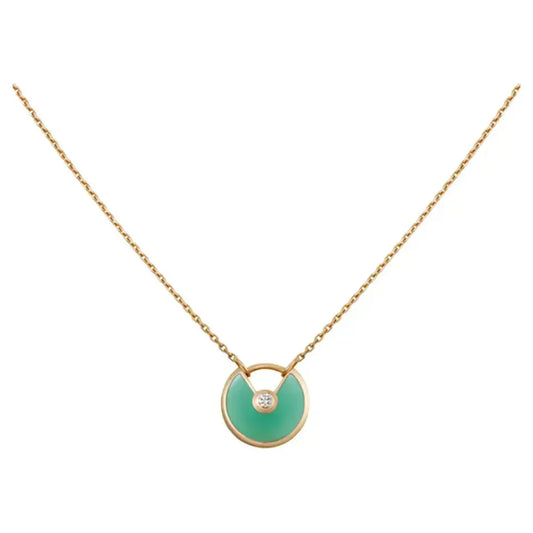 [Am jewelry]AMULETTE GOLD MALACHITE NECKLACE