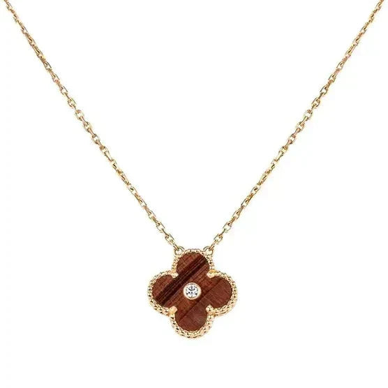 [Am jewelry]CLOVER 15MM DIAMOND AND YELLOW TIGER'S EYE AGATE necklace