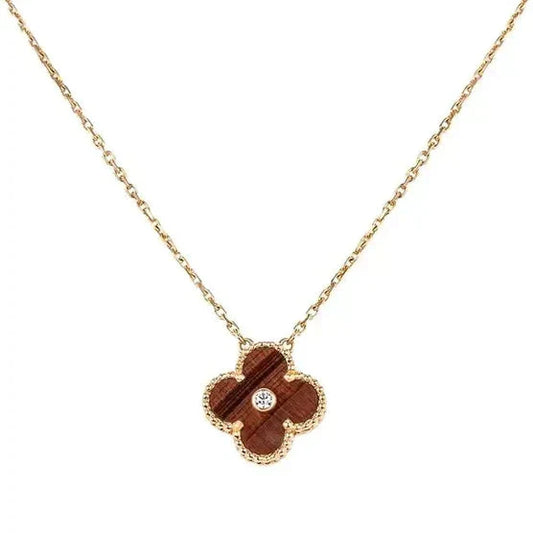 [Am jewelry]CLOVER 15MM DIAMOND AND YELLOW TIGER'S EYE AGATE necklace