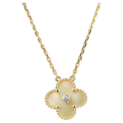 [Am jewelry]CLOVER 15MM DIAMOND GOLD MOTHER OF PEARL NECKLACE