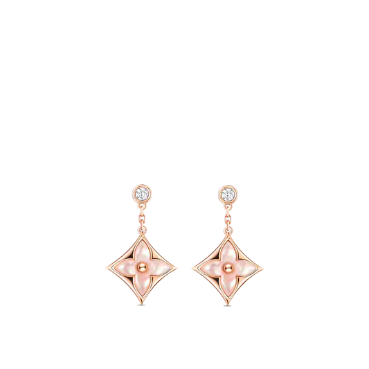 [Am jewelry]DOUBLE STAR PINK GOLD MOP DROP EARRINGS