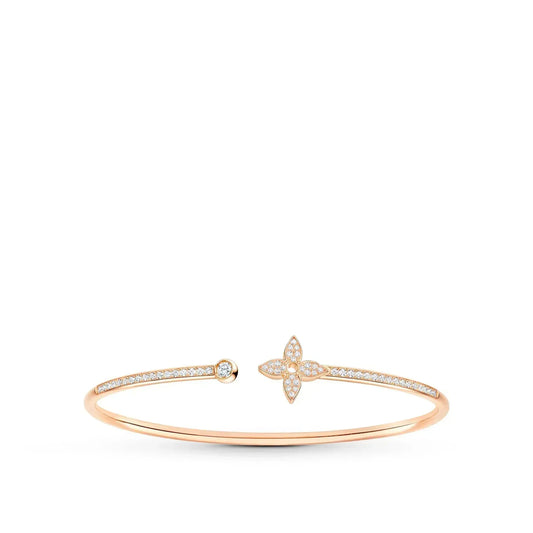 [Am jewelry]IDYLLE PINK GOLD OPEN BRACELET DIAMOND PAVED