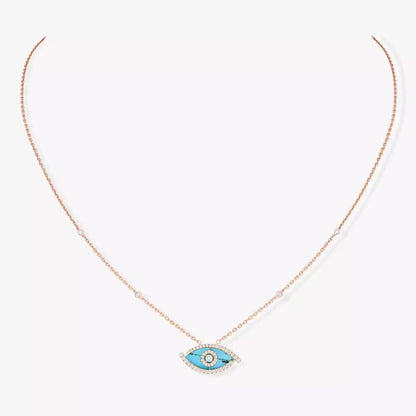 [Am Jewelry]Lucky Eye Diamond Necklace in Rose Gold and Turquoise