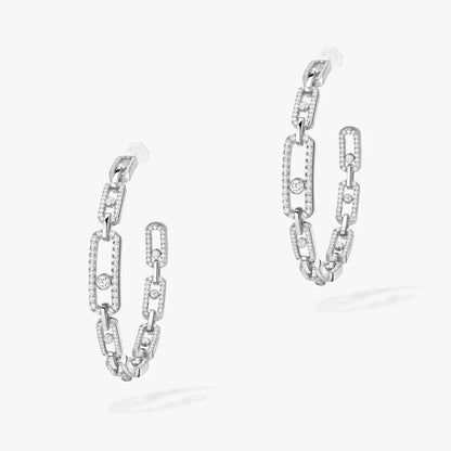 [Am Jewelry]Move Link Diamond Hoop Earrings
