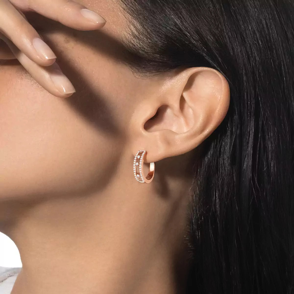 [Am Jewelry]Diamond Pave_ Hoop Earrings Move