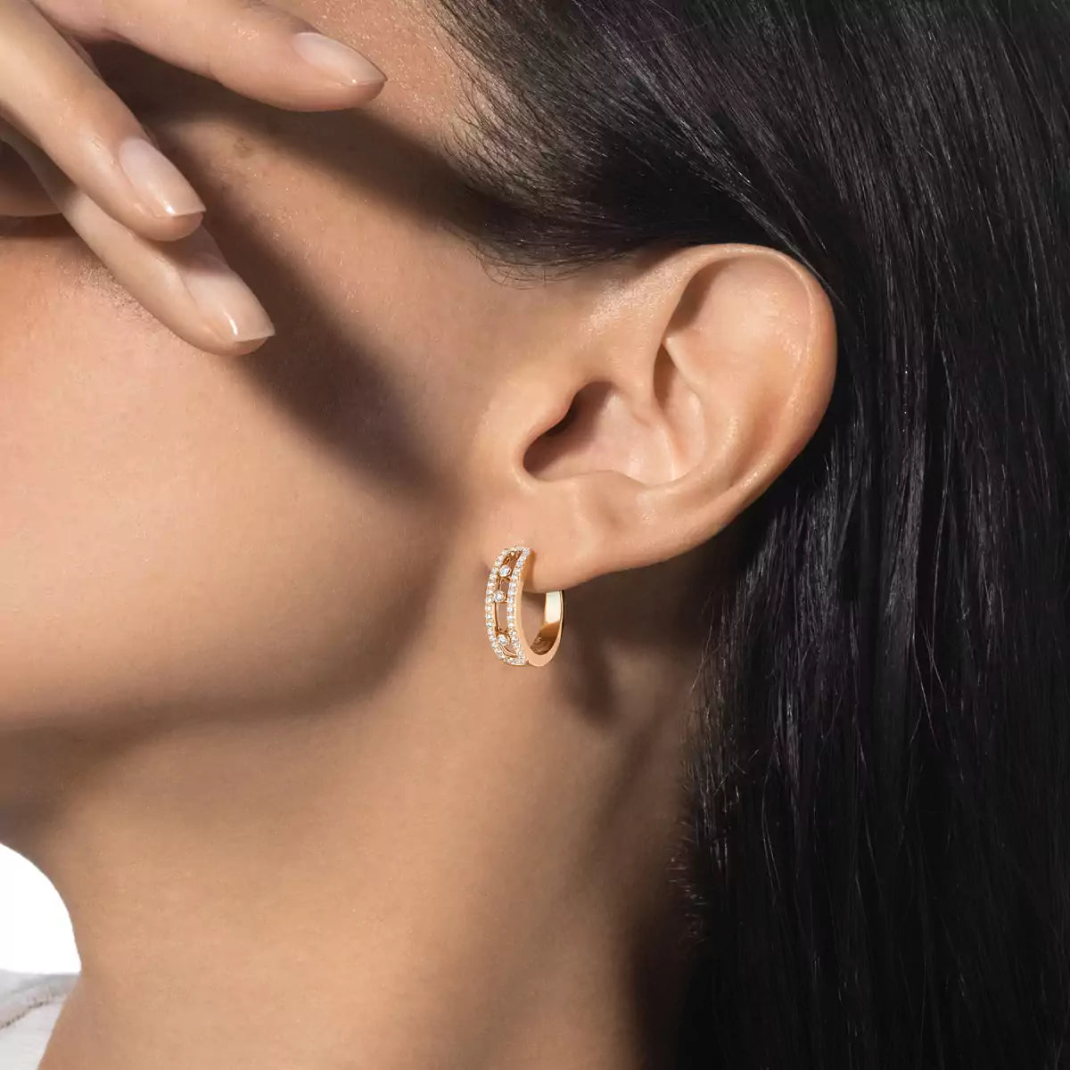 [Am Jewelry]Diamond Pave_ Hoop Earrings Move