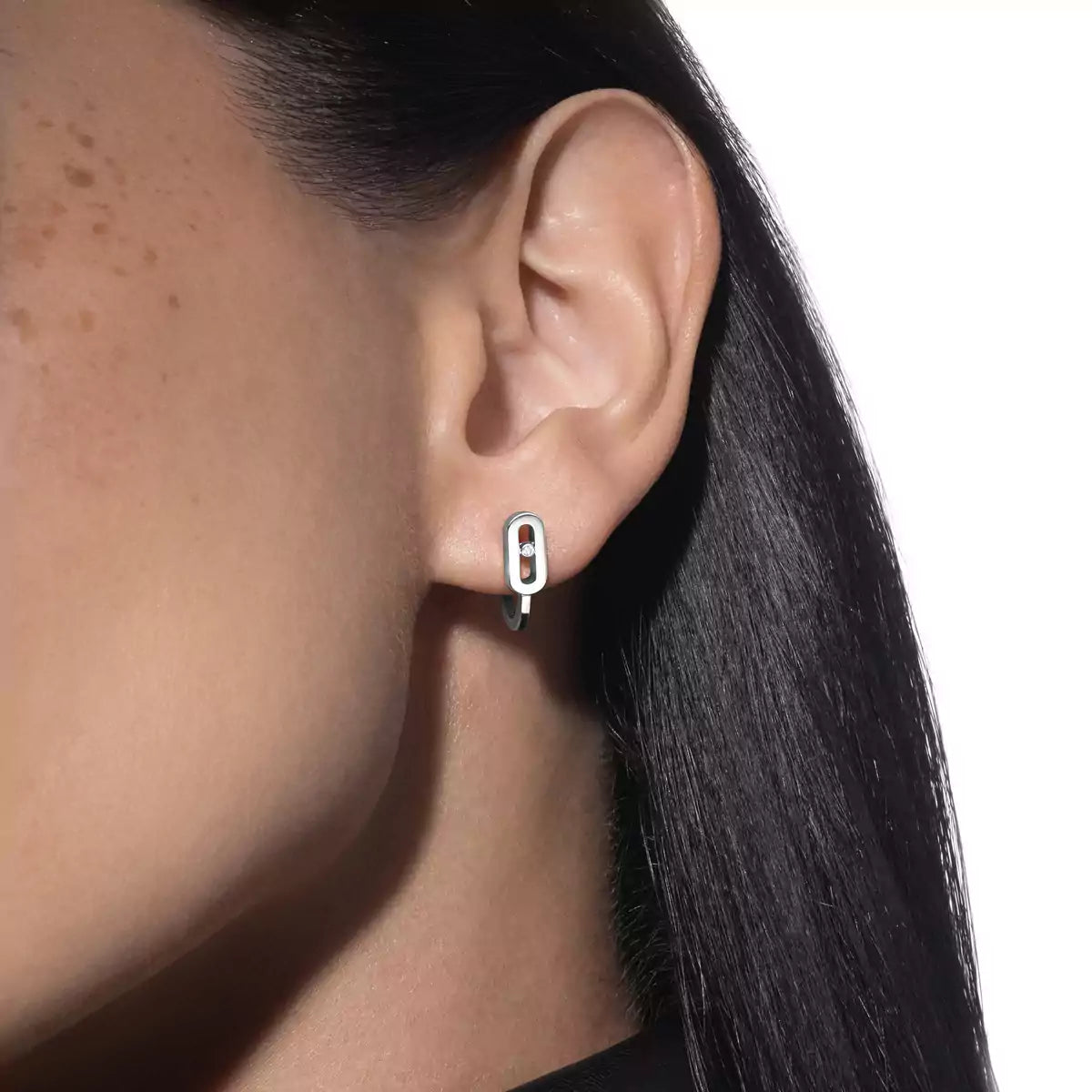 [Am Jewelry]Diamond Mini Hoop Earrings Move Classique