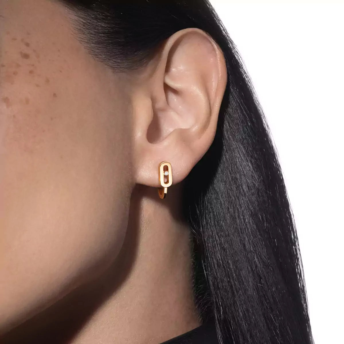 [Am Jewelry]Diamond Mini Hoop Earrings Move Classique