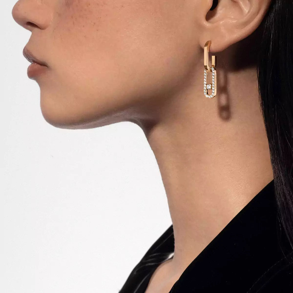 [Am Jewelry]Move Link Diamond Earrings