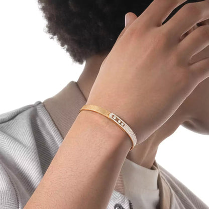 [Am Jewelry]Move Noa Ciselé half pavé bangle
