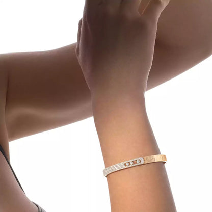 [Am Jewelry]Move Noa Ciselé half pavé bangle