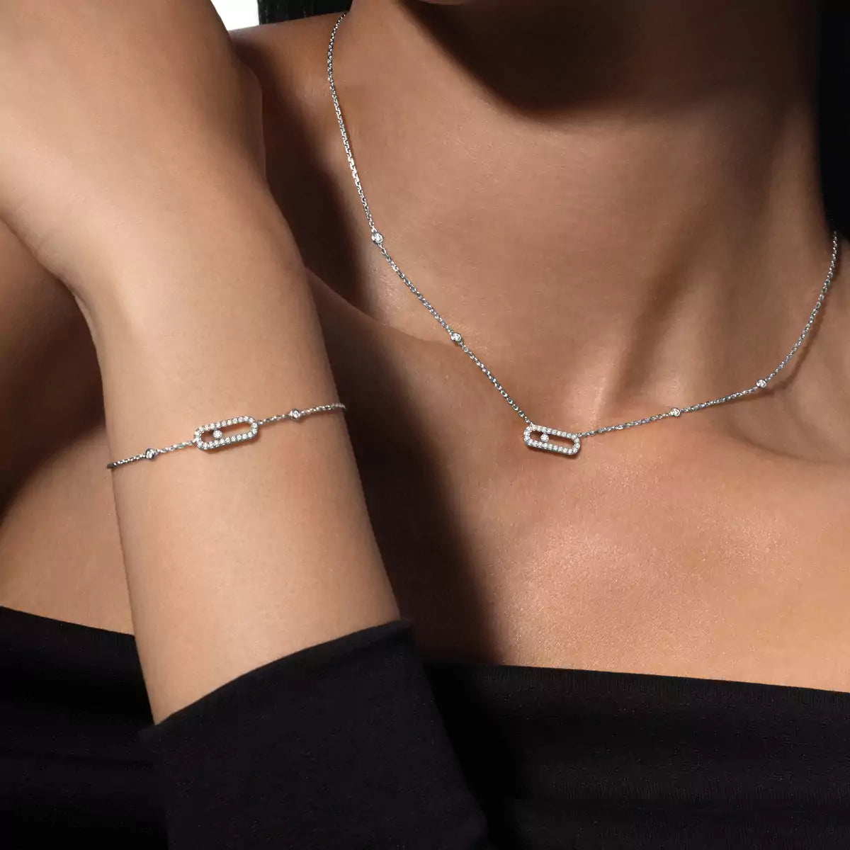 [Am Jewelry]Diamond Necklace Move Uno