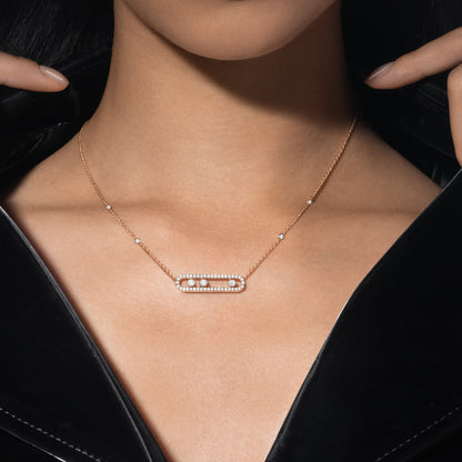 [Am Jewelry] Move Pave_ Rose Gold Diamond Necklace