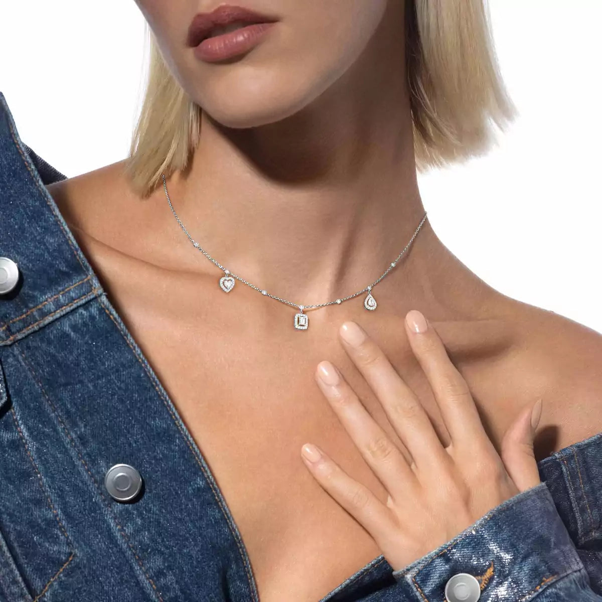 [Am Jewelry]My Twin Diamond Necklace in Silver
